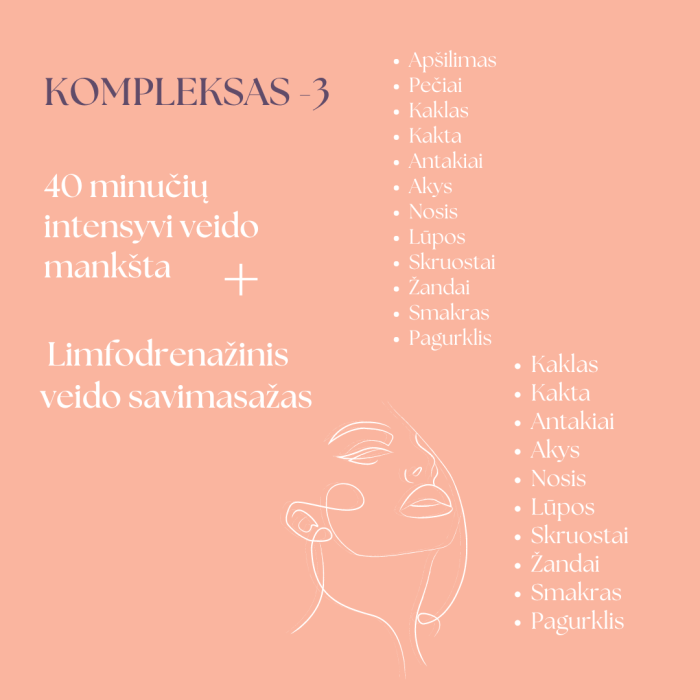 Kompleksas 3 -veido treniruotė ir limfodrenažinis savimasažas
