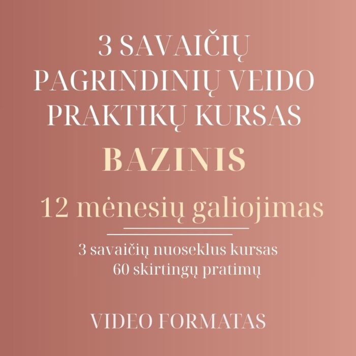 Bazinis veido praktikų kursas pradedantiesiems 12 mėn.