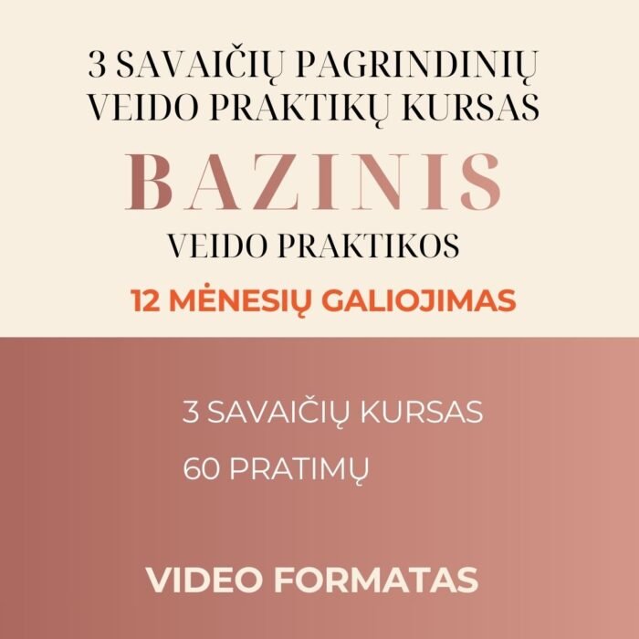 Bazinis veido praktikų kursas pradedantiesiems 12 mėn.